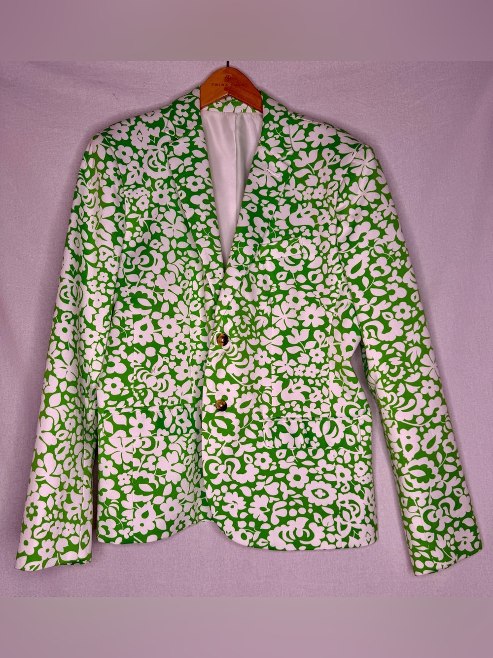 Mr Turk “Poolside Gossip” White/Green Floral Notched-Lapel Blazer NWOT